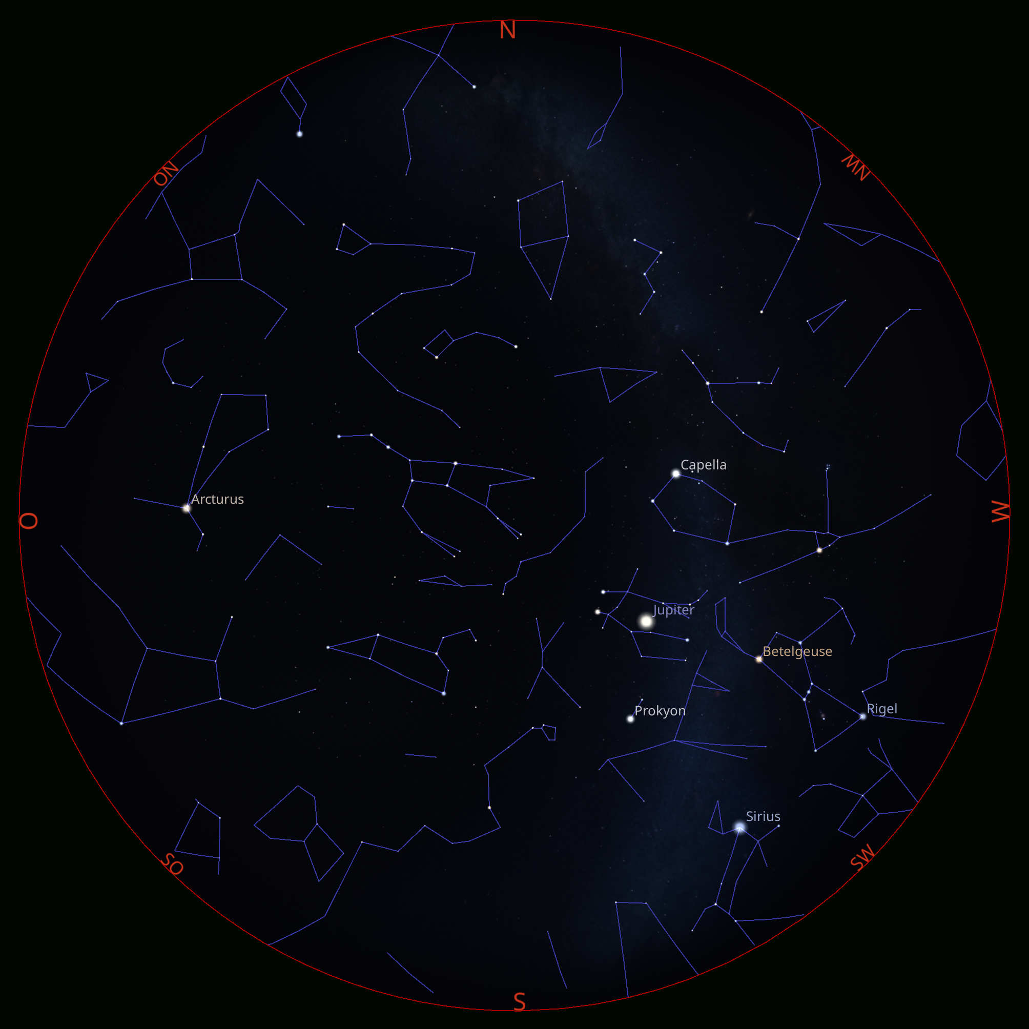 Der Sternenhimmel über Hannover am 15.03.26 um 22.00 Uhr MEZ